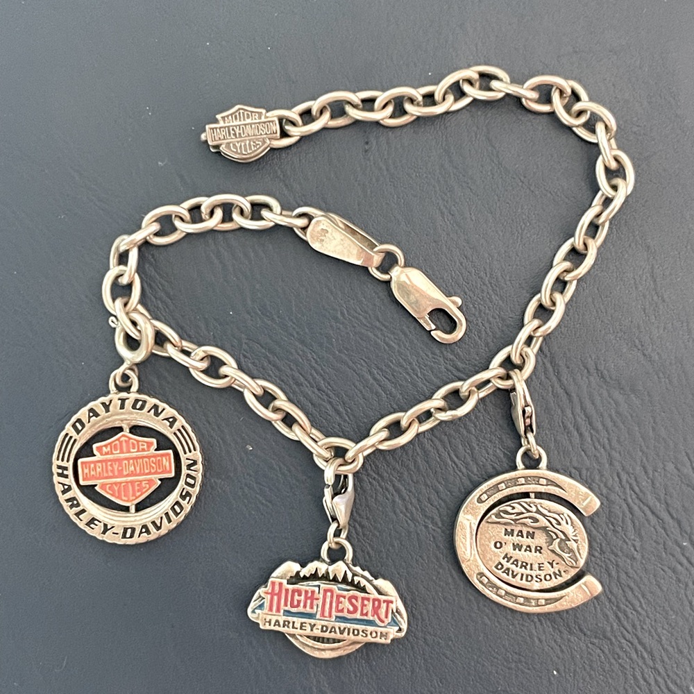 Harley Davidson charm bracelet with 3 charms